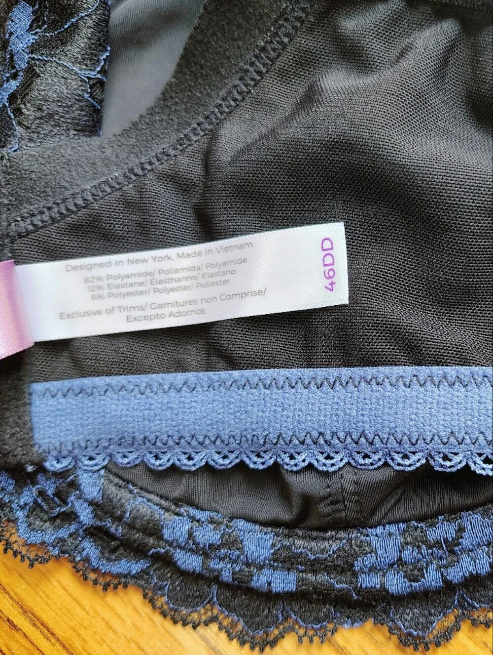 Adore Me Zita unlined breathable bra Lace Floral blue and black size 46DD - Picture 12 of 16